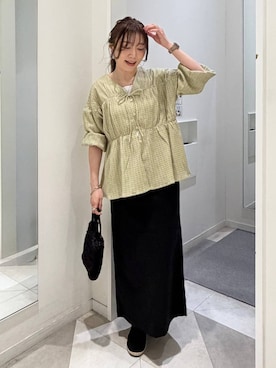 「GLOBAL WORK（グローバルワーク）のステンレスコインキラ2連ネックレス/459940（ネックレス、グレー系）」を使った、★しーちゃん★さん（レディース・156cm）の春コーディネート