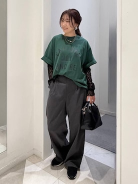 「GLOBAL WORK（グローバルワーク）のスペ軽お財布ショルダー/132336（ショルダーバッグ、ブラック系）」を使った、★しーちゃん★さん（レディース・156cm）の春コーディネート