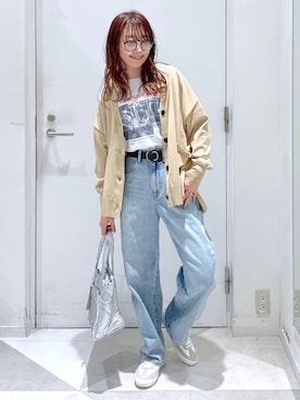 「Tシャツ」｜「アイテム（トップス、ゴールド系）」を使った、★しーちゃん★さん（レディース・156cm）の春コーディネート