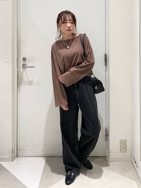 「GLOBAL WORK（グローバルワーク）のGOODデニムバギーパンツ/498388（デニムパンツ）」を使った、★しーちゃん★さん（レディース・156cm・40代）の秋コーディネート