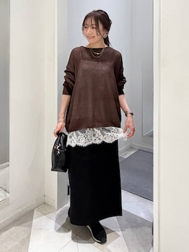 「GLOBAL WORK（グローバルワーク）のスペ軽お財布ショルダー/132336（ショルダーバッグ、ブラック系）」を使った、★しーちゃん★さん（レディース・156cm）の春コーディネート