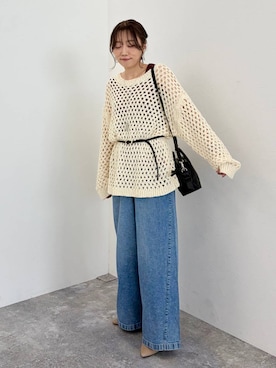 「BAYFLOW（ベイフロー）のタッセルスライドネックレス（ネックレス、グレー系）」を使った、★しーちゃん★さん（レディース・156cm）の秋コーディネート