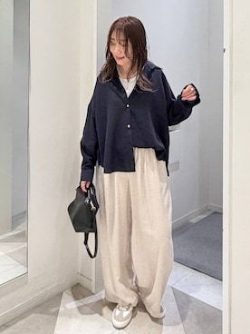 「GLOBAL WORK（グローバルワーク）のスペ軽お財布ショルダー/132336（ショルダーバッグ、ブラック系）」を使った、★しーちゃん★さん（レディース・156cm）の春コーディネート