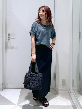 「GLOBAL WORK（グローバルワーク）のリッチクリーンプリントT半袖/147640（Tシャツ/カットソー）」を使った、★しーちゃん★さん（レディース・156cm・40代）の夏コーディネート