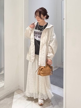 「GLOBAL WORK（グローバルワーク）のアソート三連ネックレス/495430（ネックレス、シルバー系）」を使った、★しーちゃん★さん（レディース・156cm）の春コーディネート