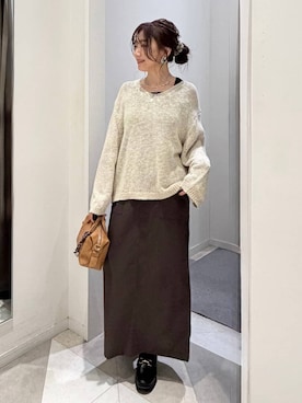 「GLOBAL WORK（グローバルワーク）のエアかる厚底ローファー/136031（ローファー、ブラック系）」を使った、★しーちゃん★さん（レディース・156cm）の春コーディネート