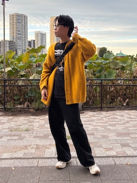 「アイテム（カーディガン/ボレロ）」を使った、Masashiさん（メンズ・172cm）の秋コーディネート