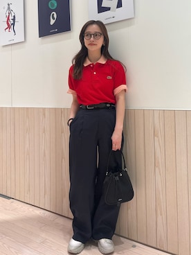 「LACOSTE（ラコステ）のアイテム（バッグ）」を使った、horiさん（レディース・154cm）の春コーディネート