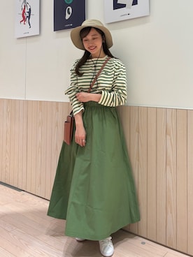 「LACOSTE（ラコステ）のアイテム（帽子）」を使った、horiさん（レディース・154cm）の春コーディネート