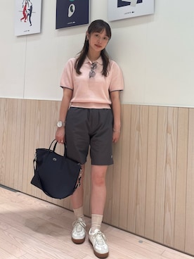 「LACOSTE（ラコステ）のアイテム（ポロシャツ）」を使った、horiさん（レディース・154cm）の夏コーディネート