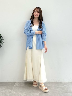 「アイテム（サンダル、ピンク系）」を使った、sakiさん（レディース・162cm）の夏コーディネート