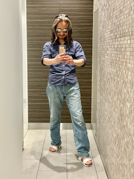 「EDWIN（エドウィン）のアイテム（サンダル）」を使った、健弘(U)さん（メンズ・169cm）の夏コーディネート
