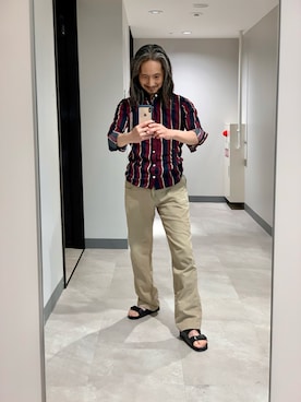 「アイテム（チノパンツ）」を使った、健弘(U)さん（メンズ・169cm）の秋コーディネート