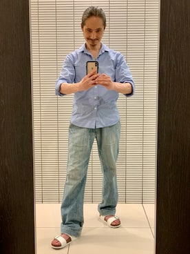 「アイテム（サンダル）」を使った、健弘(U)さん（メンズ・169cm）の秋コーディネート