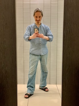 「アイテム（サンダル）」を使った、健弘(U)さん（メンズ・169cm）の秋コーディネート