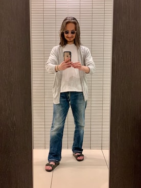 「アイテム（サンダル）」を使った、健弘(U)さん（メンズ・169cm）の秋コーディネート