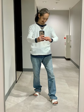 「アイテム（サンダル）」を使った、健弘(U)さん（メンズ・169cm）の秋コーディネート