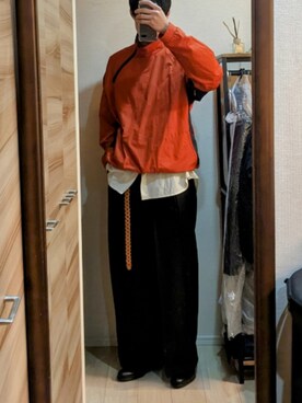 「アイテム（ナイロンジャケット、オレンジ系）」を使った、taichiiii_fsさん（メンズ・183cm）の春コーディネート
