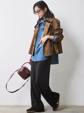 「アイテム（トレンチコート）」を使った、ZOZO_SMILELAND_STAFFさん（レディース・163cm）の秋コーディネート