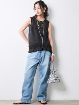 「CHIC STYLE（シックスタイル）のアイテム（パンツ）」を使った、ZOZO_SMILELAND_STAFFさん（レディース・163cm）の春コーディネート