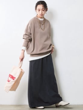 「アイテム（デニムスカート）」を使った、ZOZO_SMILELAND_STAFFさん（レディース・163cm）の秋コーディネート