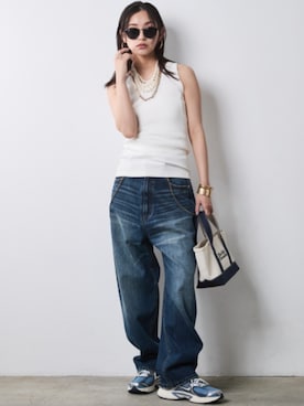 「CHIC STYLE（シックスタイル）のアイテム（パンツ）」を使った、ZOZO_SMILELAND_STAFFさん（レディース・163cm）の春コーディネート