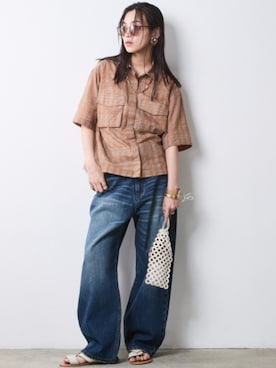 「CHIC STYLE（シックスタイル）のアイテム（パンツ）」を使った、ZOZO_SMILELAND_STAFFさん（レディース・163cm）の春コーディネート
