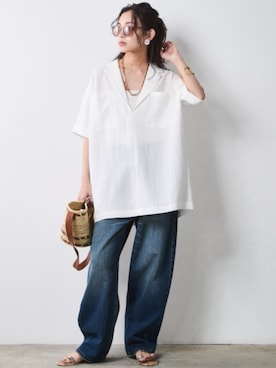 「CHIC STYLE（シックスタイル）のアイテム（パンツ）」を使った、ZOZO_SMILELAND_STAFFさん（レディース・163cm）の春コーディネート