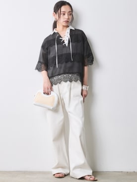 「CHIC STYLE（シックスタイル）のアイテム（パンツ）」を使った、ZOZO_SMILELAND_STAFFさん（レディース・163cm）の春コーディネート