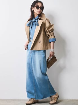 「アイテム（デニムスカート）」を使った、ZOZO_SMILELAND_STAFFさん（レディース・163cm）の秋コーディネート