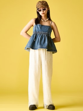 「GEVS.（ジェイヴィス）のアイテム（パンツ）」を使った、ZOZO_SMILELAND_STAFFさん（レディース・163cm）の春コーディネート