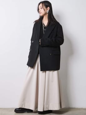 「CHIC STYLE（シックスタイル）のフレアマキシスカート＜大きいサイズ有＞シックスタイル（スカート）」を使った、ZOZO_SMILELAND_STAFFさん（レディース・163cm）の秋コーディネート