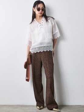 「CHIC STYLE（シックスタイル）のアイテム（パンツ）」を使った、ZOZO_SMILELAND_STAFFさん（レディース・163cm）の春コーディネート