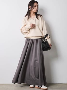 「CHIC STYLE（シックスタイル）のフレアマキシスカート＜大きいサイズ有＞シックスタイル（スカート）」を使った、ZOZO_SMILELAND_STAFFさん（レディース・163cm）の秋コーディネート