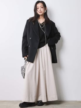 「CHIC STYLE（シックスタイル）のフレアマキシスカート＜大きいサイズ有＞シックスタイル（スカート）」を使った、ZOZO_SMILELAND_STAFFさん（レディース・163cm）の秋コーディネート