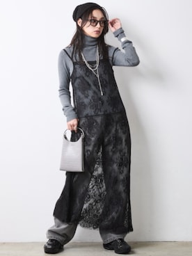 「CHIC STYLE（シックスタイル）の綿100％タックバギーデニムパンツ＜大きいサイズ有＞シックスタイル（デニムパンツ、グレー系）」を使った、ZOZO_SMILELAND_STAFFさん（レディース・163cm）の秋コーディネート