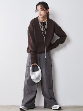 「CHIC STYLE（シックスタイル）のアイテム（スラックス）」を使った、ZOZO_SMILELAND_STAFFさん（レディース・163cm）の秋コーディネート