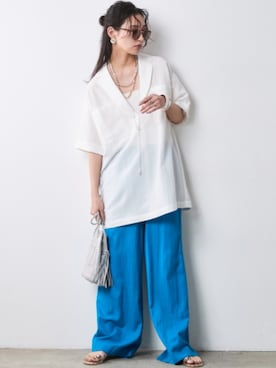 「CHIC STYLE（シックスタイル）のアイテム（パンツ）」を使った、ZOZO_SMILELAND_STAFFさん（レディース・163cm）の春コーディネート