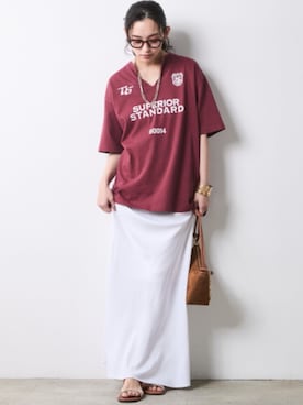 「CHIC STYLE（シックスタイル）の【セットアップ対応】ナローマキシスカート＜大きいサイズ有＞シックスタイル（スカート、ホワイト系）」を使った、ZOZO_SMILELAND_STAFFさん（レディース・163cm）の春コーディネート