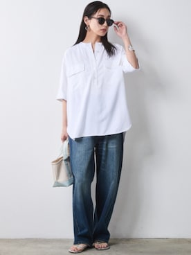 「CHIC STYLE（シックスタイル）のアイテム（パンツ）」を使った、ZOZO_SMILELAND_STAFFさん（レディース・163cm）の春コーディネート