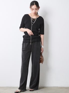 「CHIC STYLE（シックスタイル）のアイテム（パンツ）」を使った、ZOZO_SMILELAND_STAFFさん（レディース・163cm）の春コーディネート