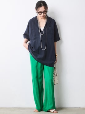 「CHIC STYLE（シックスタイル）のアイテム（パンツ）」を使った、ZOZO_SMILELAND_STAFFさん（レディース・163cm）の春コーディネート