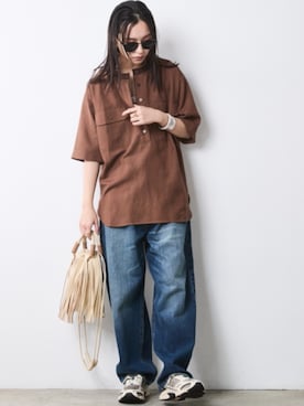 「CHIC STYLE（シックスタイル）のアイテム（パンツ）」を使った、ZOZO_SMILELAND_STAFFさん（レディース・163cm）の春コーディネート