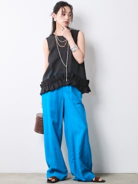 「CHIC STYLE（シックスタイル）のアイテム（パンツ）」を使った、ZOZO_SMILELAND_STAFFさん（レディース・163cm）の春コーディネート