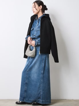 「アイテム（デニムスカート）」を使った、ZOZO_SMILELAND_STAFFさん（レディース・163cm）の秋コーディネート