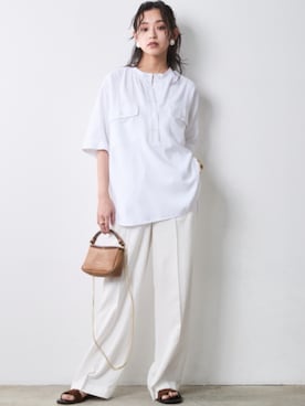 「CHIC STYLE（シックスタイル）のアイテム（パンツ）」を使った、ZOZO_SMILELAND_STAFFさん（レディース・163cm）の春コーディネート