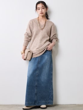 「アイテム（デニムスカート）」を使った、ZOZO_SMILELAND_STAFFさん（レディース・163cm）の秋コーディネート