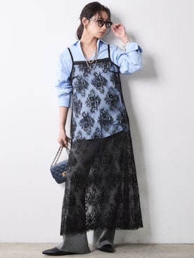 「CHIC STYLE（シックスタイル）のニットワイドストレートパンツ＜大きいサイズ有＞シックスタイル（その他パンツ、グレー系）」を使った、ZOZO_SMILELAND_STAFFさん（レディース・163cm）の秋コーディネート