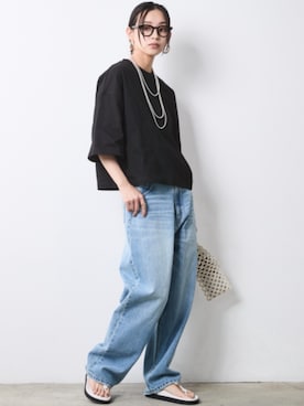 「CHIC STYLE（シックスタイル）のアイテム（パンツ）」を使った、ZOZO_SMILELAND_STAFFさん（レディース・163cm）の春コーディネート