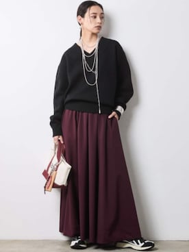 「CHIC STYLE（シックスタイル）のフレアマキシスカート＜大きいサイズ有＞シックスタイル（スカート）」を使った、ZOZO_SMILELAND_STAFFさん（レディース・163cm）の秋コーディネート